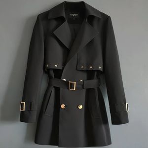 Koreansk mode klassisk dubbelbröst dike lyx man jacka khaki casual windbreaker mens coat svart överrock male 6xl 240322