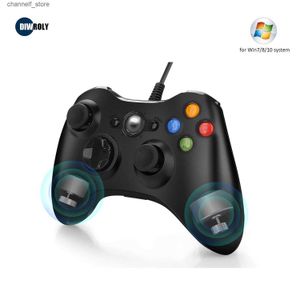 Oyun Denetleyicileri Joysticks PC Windows için USB Kablolu Denetleyici Linux Masaüstü Gamepad Siyah Joystick Windows 7/8/10 PC Denetleyicisi Çift Titreşim240322