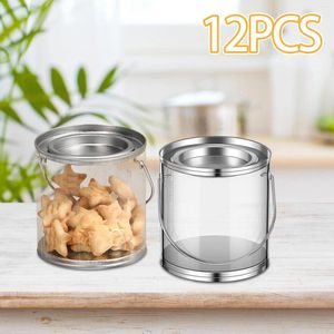 Party Supplies 12 Pieces Clear Paint 3.1 X 3 Inches Multifunctional Small Pails For Candy Arts Craft Halloween DIY Projects Wedding