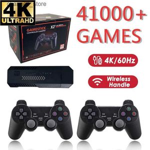 Controladores de jogo Joysticks X2 Plus 4K Game Stick HD Video Game Console 128G Built-in 41000 Jogos 3D 40+ Simuladores para N64 / PSP com controlador sem fio Y240322