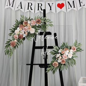 2 Pieces Wedding Arch Flowers Rose hydrangea Rustic Garlands Silk Peony Flower for Reception Wall Ceremony 240308