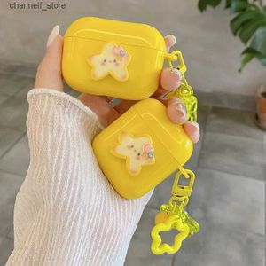 Earphone Accessories Lovely Yellow Star Cartoon Keychain Earphone Case For AirPods Pro 2 3 Case for AirPod Pro2 Cases Soft Silicone Protective CoverY240322