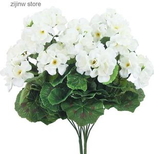 Faux Floral Greenery 1Pc Begonia flor Plantas artificiais para buquê de noiva de casamento Casa ao ar livre jardim bonsai Decoração DIY Grinaldas de Natal vaso Y240322