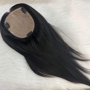 Human Hair Slik Bse Topper 14x16cm Natural Black 1b Clip in Hair Toupee Toppers for Women