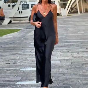 Vestidos casuais básicos 2023 novo vestido italiano de pulverização italiana Vestido de cetim preto Vestido de verão de verão