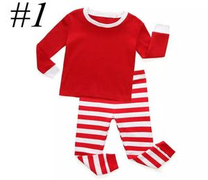 Çocuklar Noel Placesmes kızlar kızlar pamuk 2pcs set geyik şerit üst pantolon pijama santas küçük yardımcı pijama setleri5531674