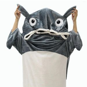 Women's Sleepwear Cute Sea Eagle Cat Beast Sleeping Bag One-piece Pajamas Home Flannel Warm Dormitory Office Students