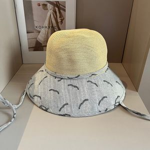 Moda hasır şapkalar lüks tasarımcı kova şapka kadınlar için damgalı c şapkalar yaz erkekleri başlıklar tatil plaj şapkası panama sunhat düz renk caz kap Casquette