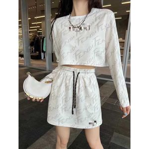 Women's Tracksuits Fashion brand summer new short top with half skirt embroidery upper body is casual and fashionable