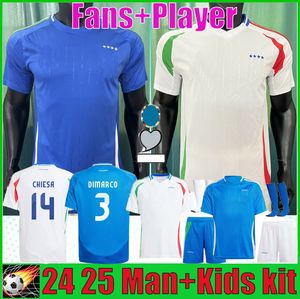 Italien 24 25 Soccer Jerseys Bonucci Jorginho Insigne Verratti 2024 Europeiska cupen 2025 National Team Men Kids Kit Football Shirt Chiesa Barella Faieellini Pellegrini