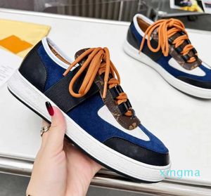 2024 Womens Designer Shoe Sports Casual Shoes Travel Fashion White Women Flat Shoes Lace-Up Leather Sneaker Tyg Gym Trainers Platform Lady Sneakers Storlek