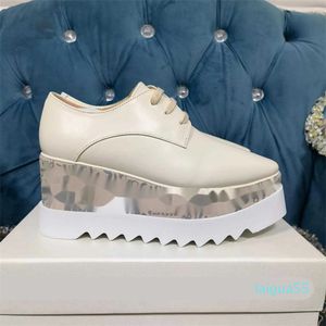 レザーシューズスクエアトープラットフォームスロープシックシューズElyse Brushed Star Shoesプラットフォームウェッジ