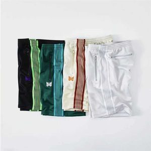 Men's Shorts Green Needle Shorts Mens High Street Needle Shorts Embroidered Butterfly AWGE Trail Breeze J240322