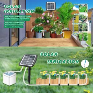 Sprinklers Solar Auto Watering System Automatic Drip Irrigation Kit Självvattenanordning med timer för växter i Patio Balcony Green House