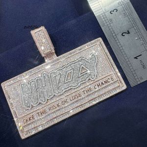 Designer smycken hiphop s925 rosguldpläterad pass diamant testare is ut vvs moissanite silver 4 tum brev religion halsband hänge