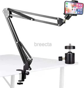 Cell Phone Mounts Holders Overhead Video Mount Articulating ArmCell Phone Holder Webcam Stand Lazy Desk Arm Clamp Desktop Suspension Scissor Accessory f 240322