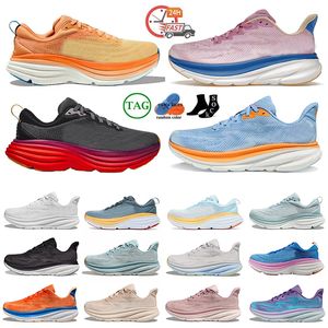 2024 Designer One Clifton 9 Homens Mulheres Cloud Bondi 8 H Running Shoes Sunlit Ocean Triplo Preto Branco Lilás Névoa Eggnog Ice Flow Blanc DHgate Sports Trainers