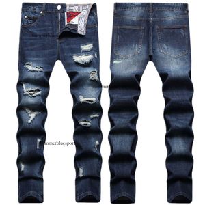 Autumn and Winter Brand Distressed Jeans, Men's Korean Version, Dark Casual Beggar Pants, Trendy Oversized Slim Fit Long Pants