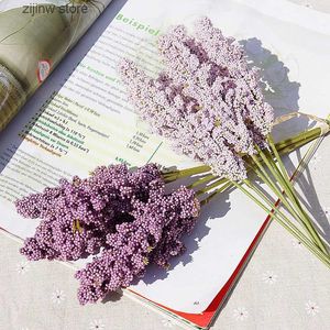 Faux Floral Greenery 6 Pieces /Bundle PE Lavender Cheap Artificial Flower Wholesale Plant Wall Decoration Bouquet Material Manual Diy Vases for Home Y240322