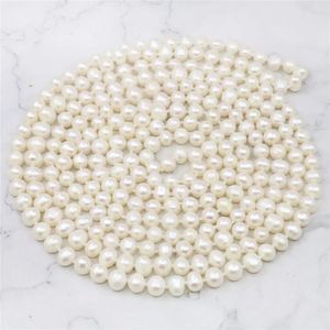 Catene LUNGHE 80 POLLICI 7-8 MM BIANCO COLLANA DI PERLE COLTURATE AKOYA Perline fatte a mano Creazione di gioielli in pietra naturale Prezzo all'ingrosso