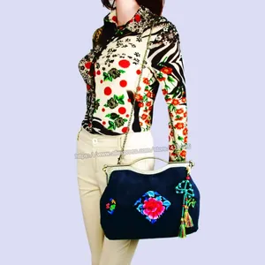 Shoulder Bags Handmade Tribal Vintage Hmong Ethnic Boho Hippie Tote Bag Handbags Velvet Clutch SYS-1022