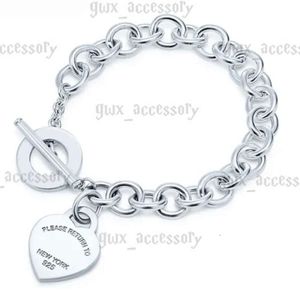 Bracciale Tiffancy Designer Classico Tiffanybracelet S925 Ciondolo in argento sterling a doppia piastra con colla a goccia Bracciale a cuore placcato diamante Tiffanyset Fashion 723