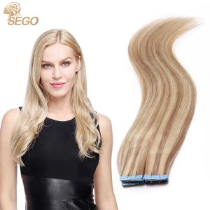 Extensions SEGO12"24" 2.5g/PC 50g/100g Skin Weft Human Hair Straight Tape In Hair Extension NonRemy Hair Double Sided Tape in Hair