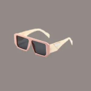 Sunglasses for women designer mixed color adumbral polaroid lens white sunglasses square red frame triangular mirror legs gold plated goggle with box hj072 C4