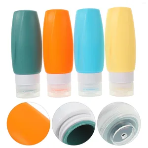 Bottiglie di stoccaggio 4 pezzi Flacone erogatore in silicone Set da viaggio Borse con cerniera Contenitori di dimensioni Shampoo Gel di silice Tasche per lozione