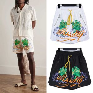 Men's Shorts 24SS Summer Coconut Oil Painting Letter Printing Mens Hip Hop Inner Mesh Brches Black and White Label H240401