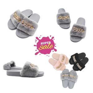 New wholesale in stock Winter Chain Diamond Plush Slippers Indoor and Outdoor Plush Flat Bottom Warm Slippers GAI fur chains Fluffy fall babouche Casual mao mao