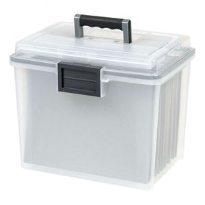 Caixa de armazenamento de arquivo legal de plástico IRIS USA para carta com tampa organizadora