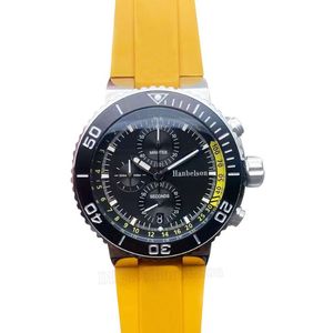 Watches for Men Collection Quartz VK67 Chronograph Yellow Rubber Strap Luminous Black Date Wheel Wristwatch 46mm252m