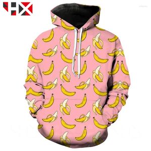 Felpe con cappuccio da uomo HX Est Estate Divertente Buccia di banana Felpa stampata in 3D Felpa con cappuccio unisex manica lunga Stile Harajuku Top HX410