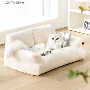 Cat Beds Furniture Luxury fluffy ultra soft kitten house cat nest pet project bed sofa furniture lounge dog basket dog house Y240322