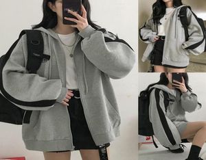 HARAJUKU STYL GARE Oversize Student Emorwear Fashion Kobiety Splating z kapturem Top Long Sleeve Loose Korean Style Płaszcz Streetwear CX202402150