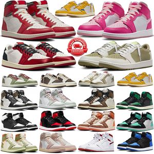 Jumpman 1 1s niskie buty do koszykówki Rewers Mocha zielony blask czarny fantom Rok Smok Fierce Pink Canary Golf Buty Kobiety Mężczyźni Sneakerowi duże rozmiar 13 trenerów