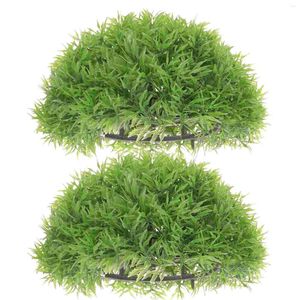 Dekorative Blumen, 2 Stück, künstliche Graskugeln für Aquarien, Kunststoffpflanzen, grüne Blattbälle