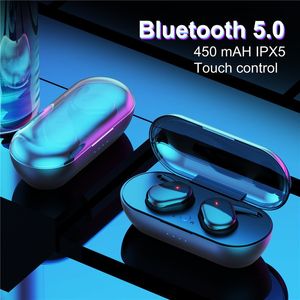 Nyaste Y30 TWS Wireless Blutooth 5.0 Earphone Noise Refiling Headset Hifi 3D Stereo Sound Music In-Ear Earskydd för Android iOS-surfplatta