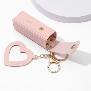 Borse portaoggetti Porta rossetto compatto Portachiavi elegante con ciondolo a cuore Mini contenitore in ecopelle con clip per aragosta per donna