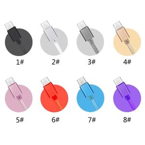 Höghastighet USB -kablar Typ C till C laddning Adapter Datasynkronisering Metall Linje 0,48 mm tjocklek Stark flätad laddare