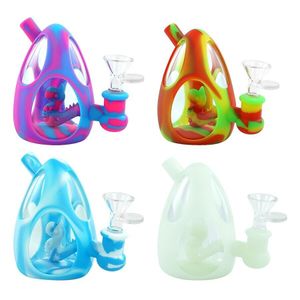 Atacado Hookahs Silicone Beaker Bong Tubulações de Água Inquebrável Plataformas de Petróleo de Silicone MINI Bubbler Bongs com Tigela de Vidro