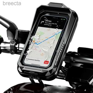 Cell Phone Mounts Holders Waterproof Motorcycle Phone Holder Bike Phone Mount Case Bag Mobile Holder 360 Rotation Aluminium Base for 4.7-7.2 Cellphones 240322