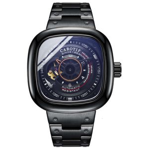 Karotiv Kwai W pełni automatyczny mechaniczny mechaniczny wydrążony stalowy zespół Square Large Dial Wrist zegarek