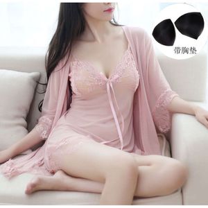 Four Piece Lace Sexy Plus Size Chubby MM Pajamas Seductive And Playful Lingerie Perspective Outfit Women's Mesh Suspender Nightgown 409064