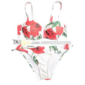 Floral Print Bikini Set Women Designer Swimwear with Padded Sexy Split Bathing Suit