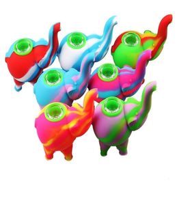 DHL Silicone Elephant Pipe mini bubbler Water Pipes multiple Colorful Silicone Oil Rigs bong Food Grade Silicon Hookah Bongs8713655