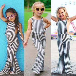 Emmababy USA Fashion Toddler Kids Baby Girls Stripes Brace Horn Strap Pants Overalls Jumpsuit Romper Outfits 240307