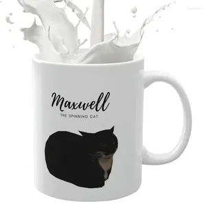 Mugs Cat Coffee 11.8oz Maxwell Ceramic Cup Custom Mugg för älskare och brädbas Easy Grip C-format handtag