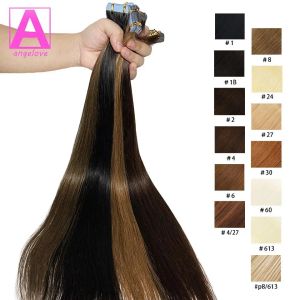 Extensions, Tape-In-Echthaar-Extensions, 100 % Remy-Echthaar, 1626 Zoll, gerade Extensions, nahtloser Hauteinschlagkleber für Frauen